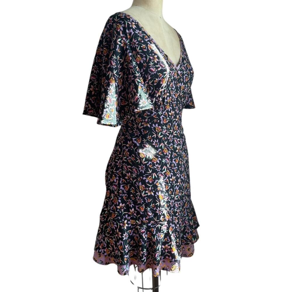 Anthropologie Band of Gypsies romantic boho purple floral sun dress size 8